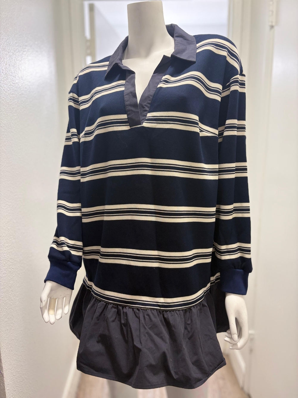 a new day Navy and White Striped Polo Dress